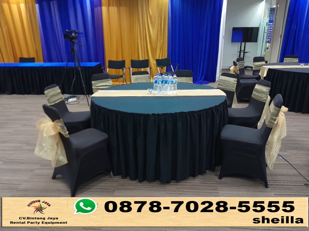 Sewa kursi futura cover hitam pita gold Jakarta Selatan