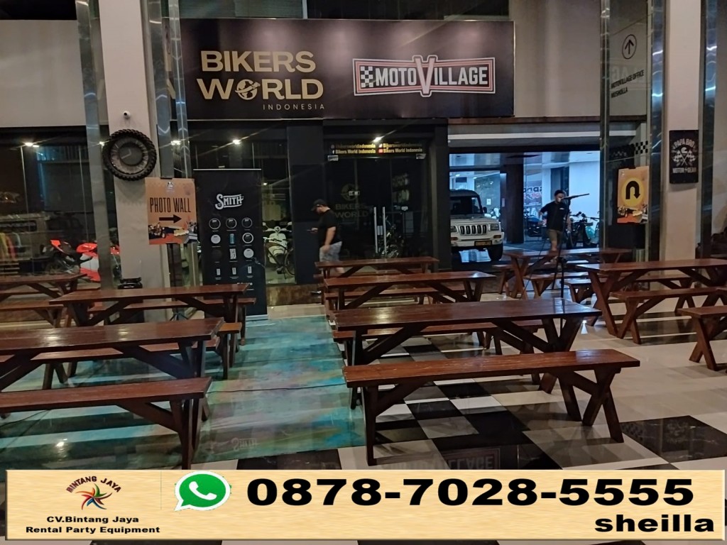 Sewa meja taman exstra event motovillage Jakarta Selatan