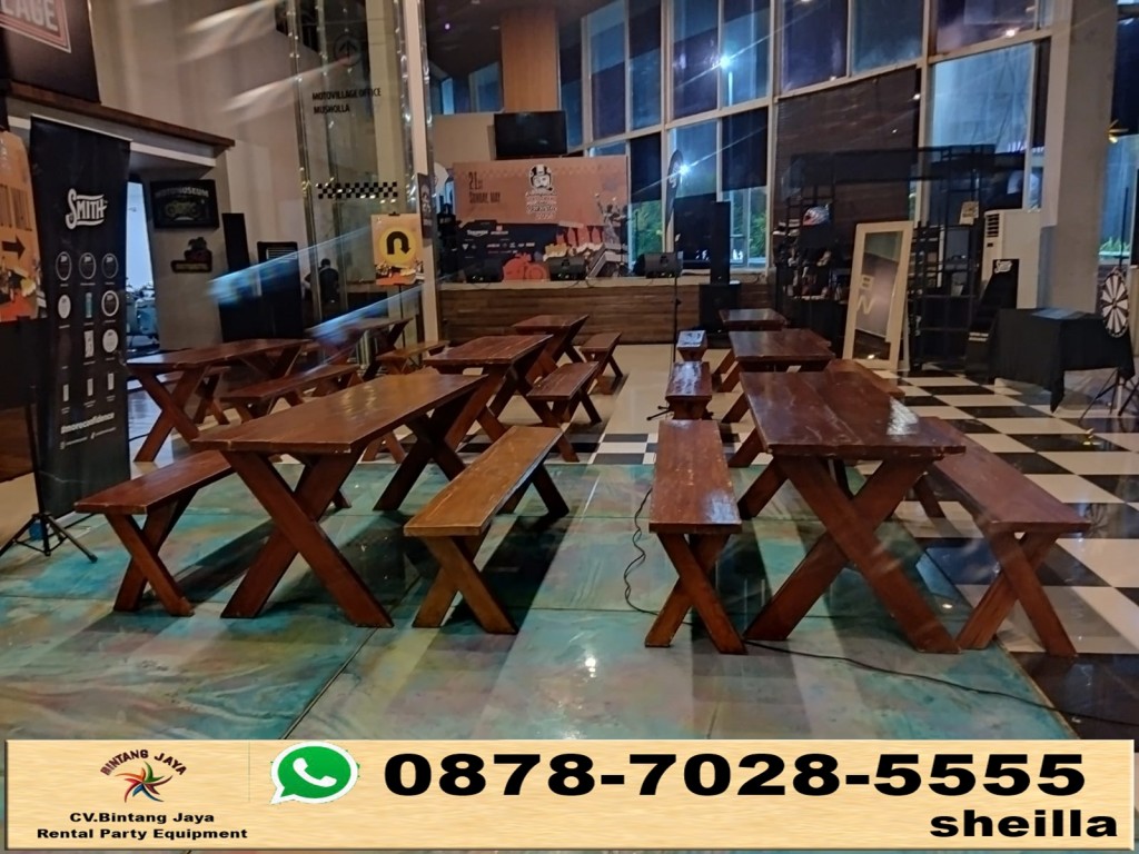 Sewa meja taman exstra event motovillage Jakarta Selatan