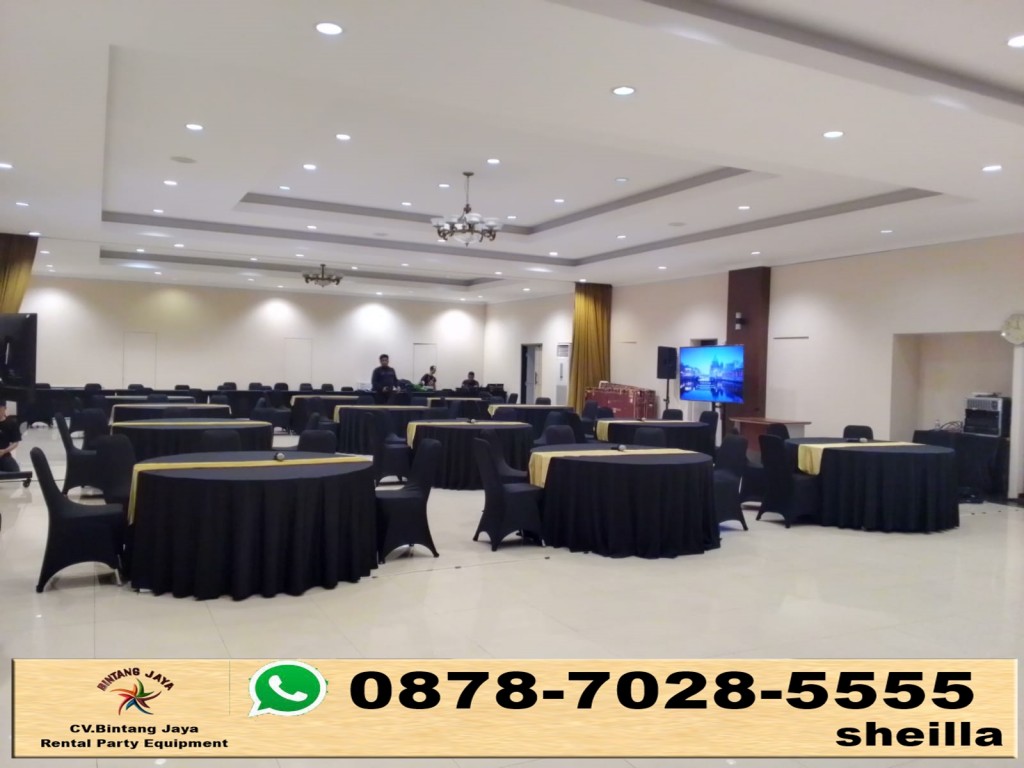 Menyewakan raund table cover hitam Bekasi Barat