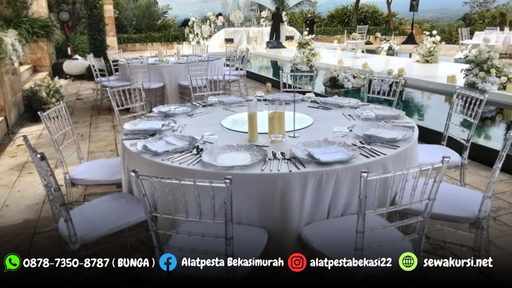 Jasa Sewa Meja Bundar dan Kursi Tiffany Kaca Jakarta