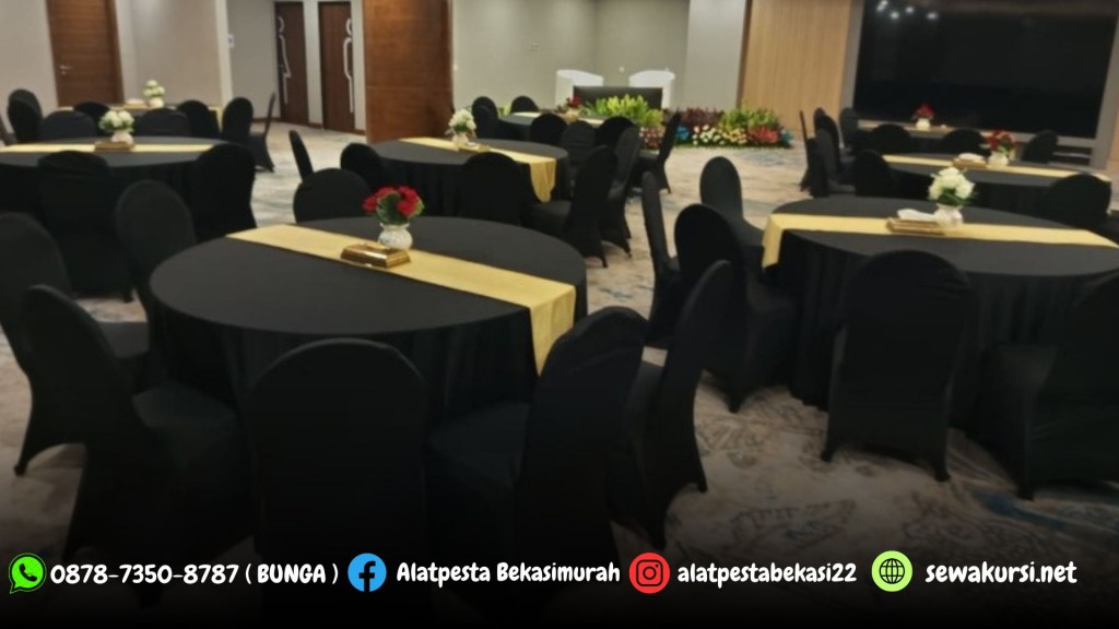 Sewa Round Table Dengan Cover Hitam Area Jakarta Barat
