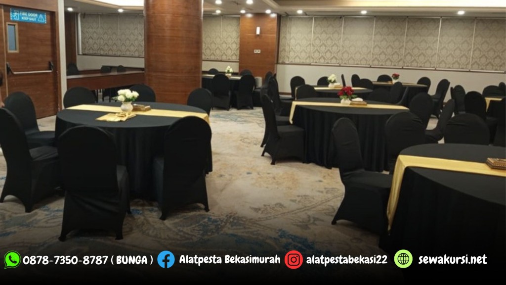 Sewa Round Table Dengan Cover Hitam Area Jakarta Barat