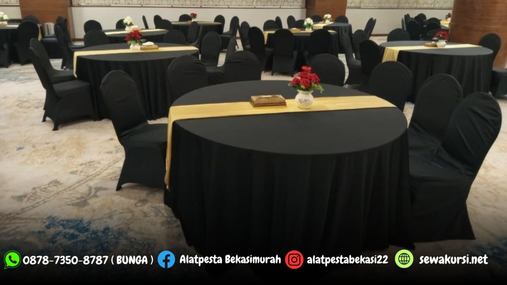 Sewa Round Table Dengan Cover Hitam Area Jakarta Barat