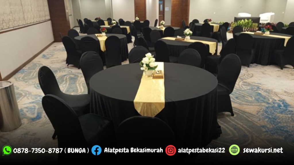 Sewa Round Table Dengan Cover Hitam Area Jakarta Barat