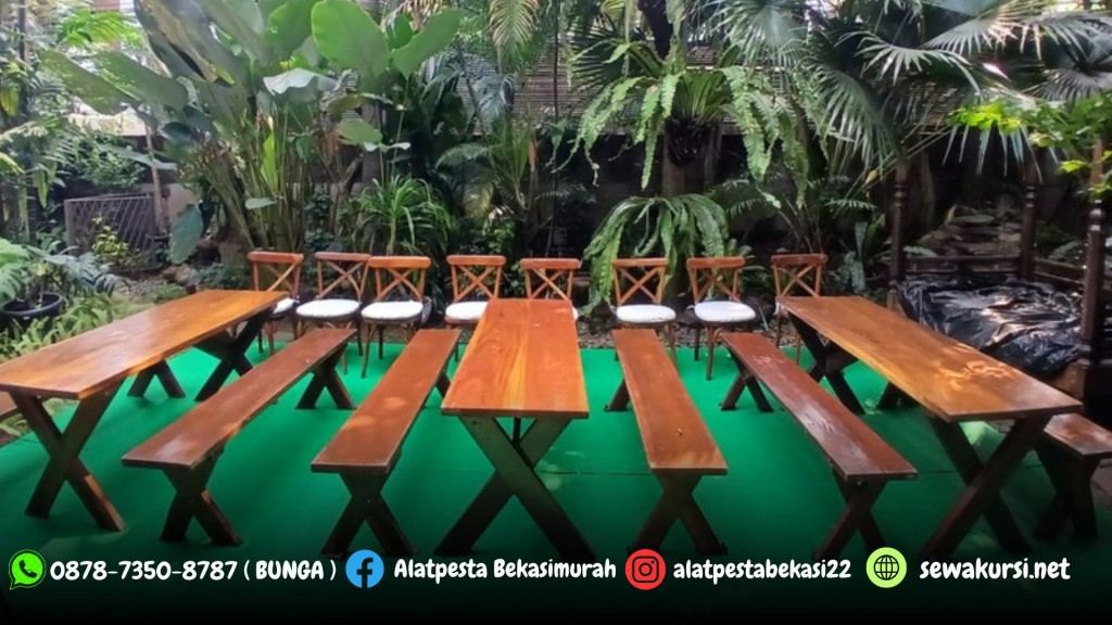 Rental Bangku Meja Taman Kursi Cross Back dan Meja Jakarta