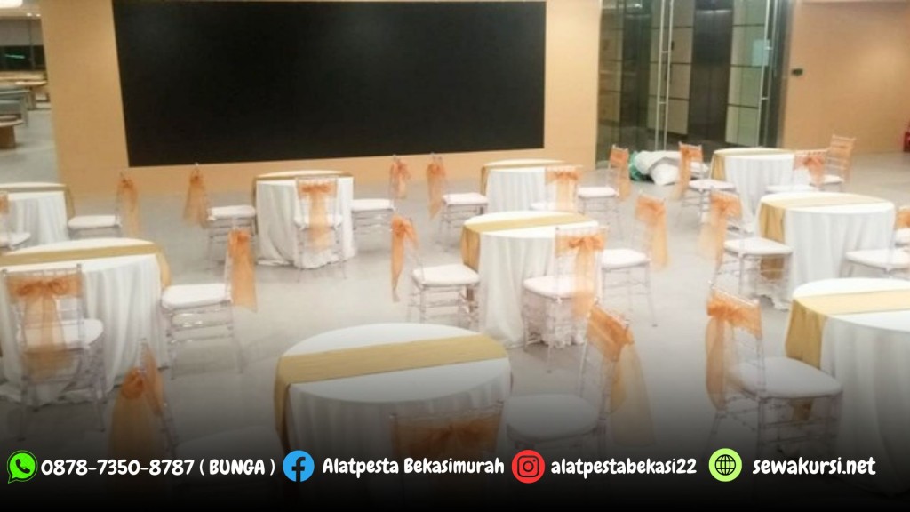 Sewa Meja Bundar D90cm dan Kursi Acrylic Jakarta