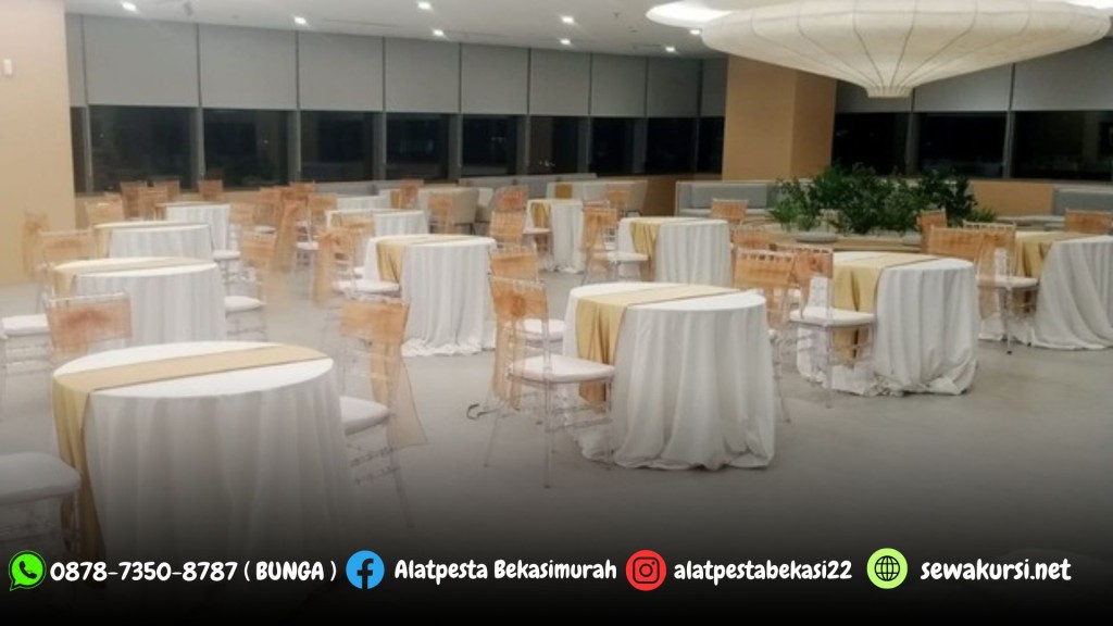 Sewa Meja Bundar D90cm dan Kursi Acrylic Jakarta