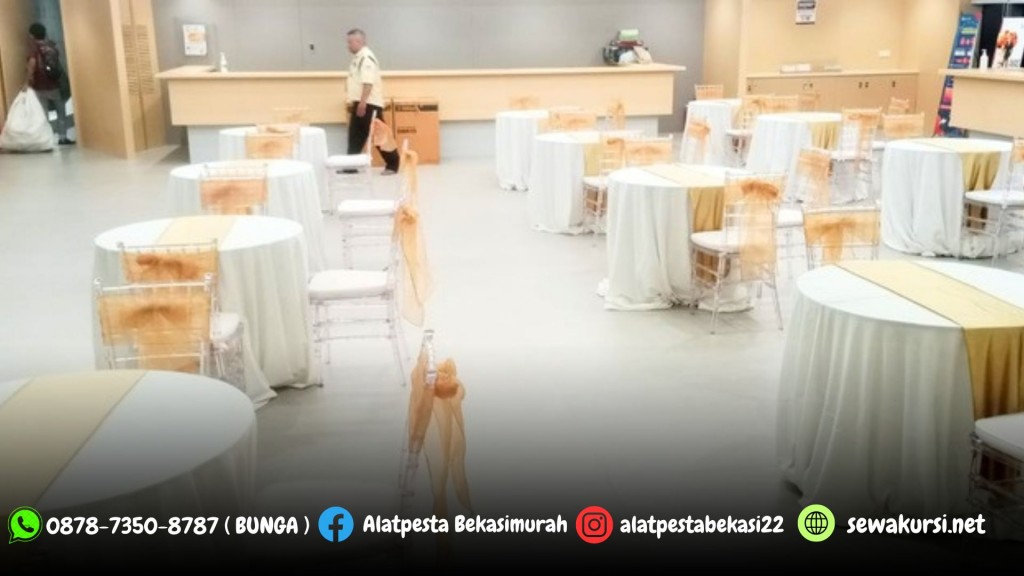 Sewa Meja Bundar D90cm dan Kursi Acrylic Jakarta