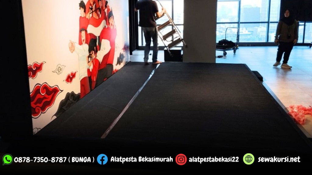 Sewa Panggung Cover Karpet Hitam Event PERTAMINA Jakarta