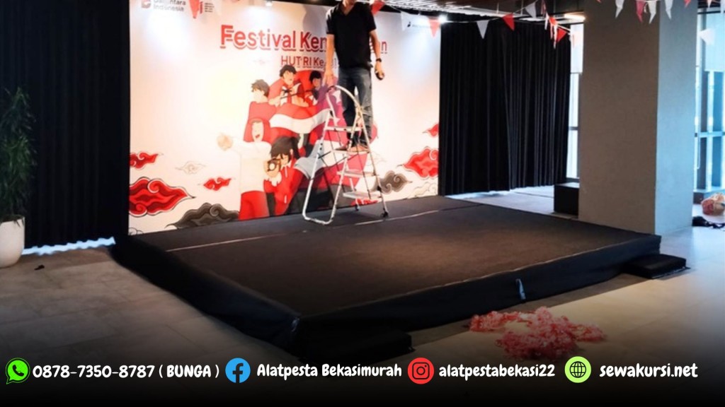 Sewa Panggung Cover Karpet Hitam Event PERTAMINA Jakarta
