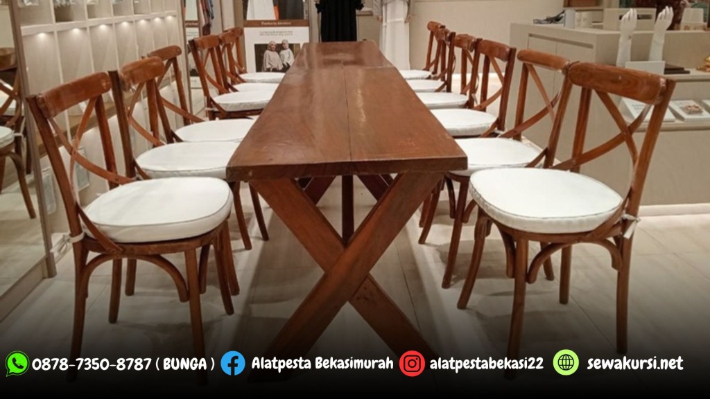 Sewa Meja Taman Xtra da Kursi Crossback Kayu Area Jakarta