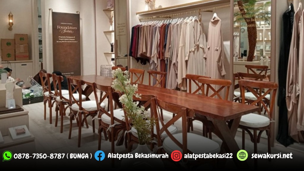 Sewa Meja Taman Xtra da Kursi Crossback Kayu Area Jakarta